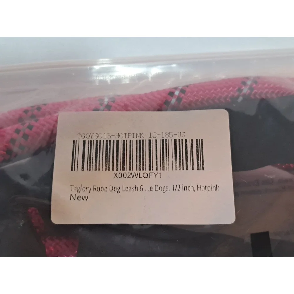 Taglory Rope Dog Leash 5' Pink 1/2 Inch Reflective Padded Handle New TGQYS013‎